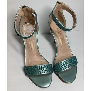 De Blossom Collection 3 Inch Heels Women's 6 Aqua‎ Blue Strappy Formal Evening